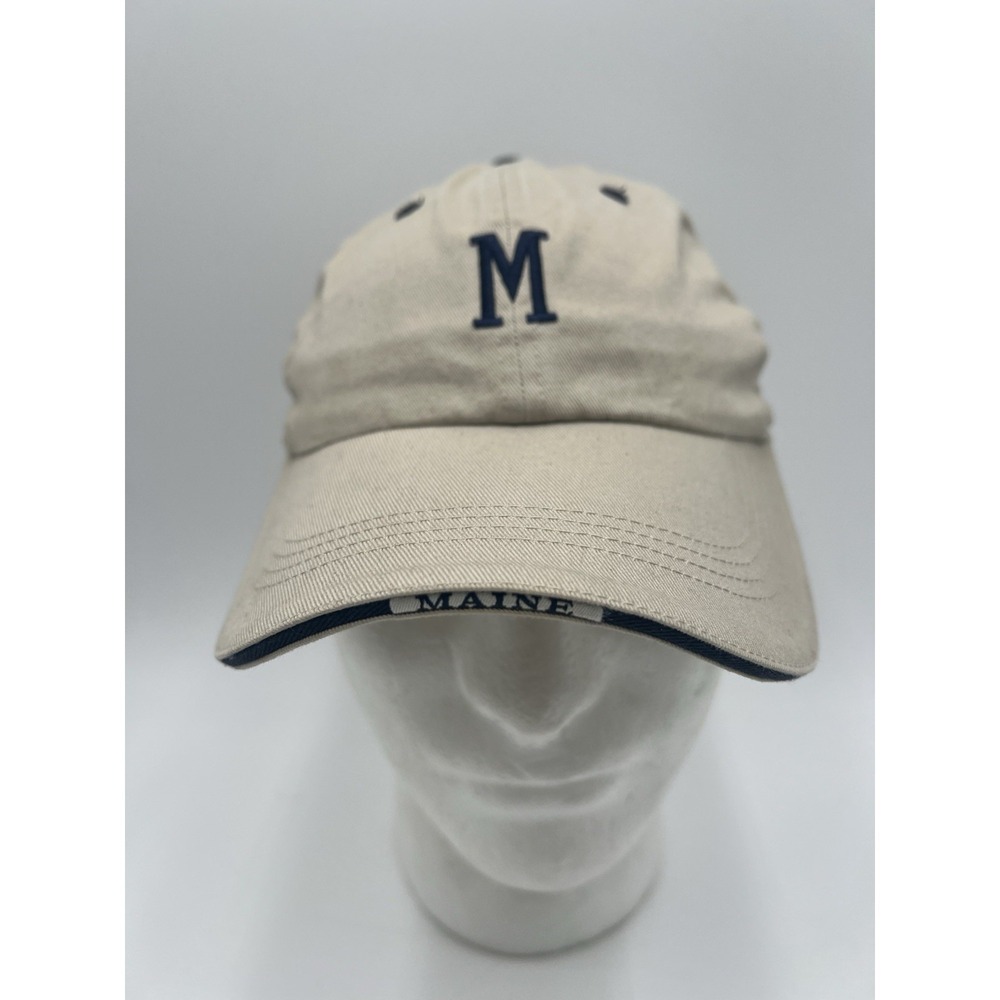 Maine Special Edition Adjustable Strapback Hat Cap Khaki Navy Embroidered M‎